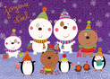 Ours et pingouins en f&ecirc;te de No&euml;l